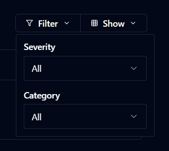 Issues Found Filter